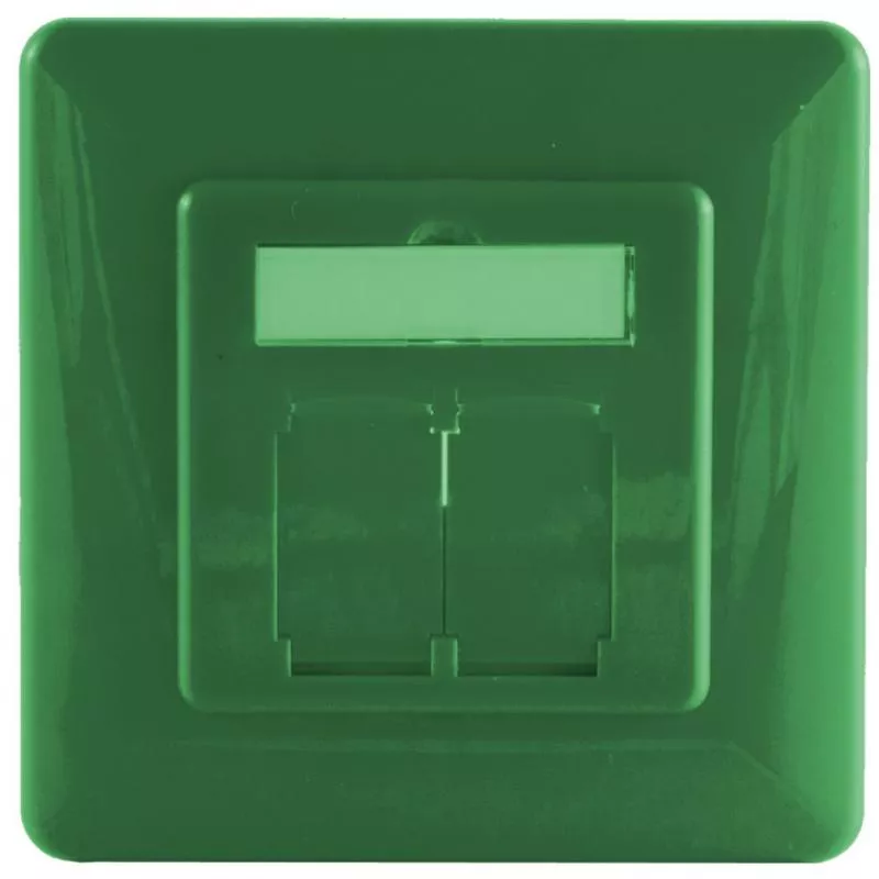 Abdeckrahmen für Netzwerkdosen 80×80 mm, inkl. Zentralstück 50×50 mm, Grün