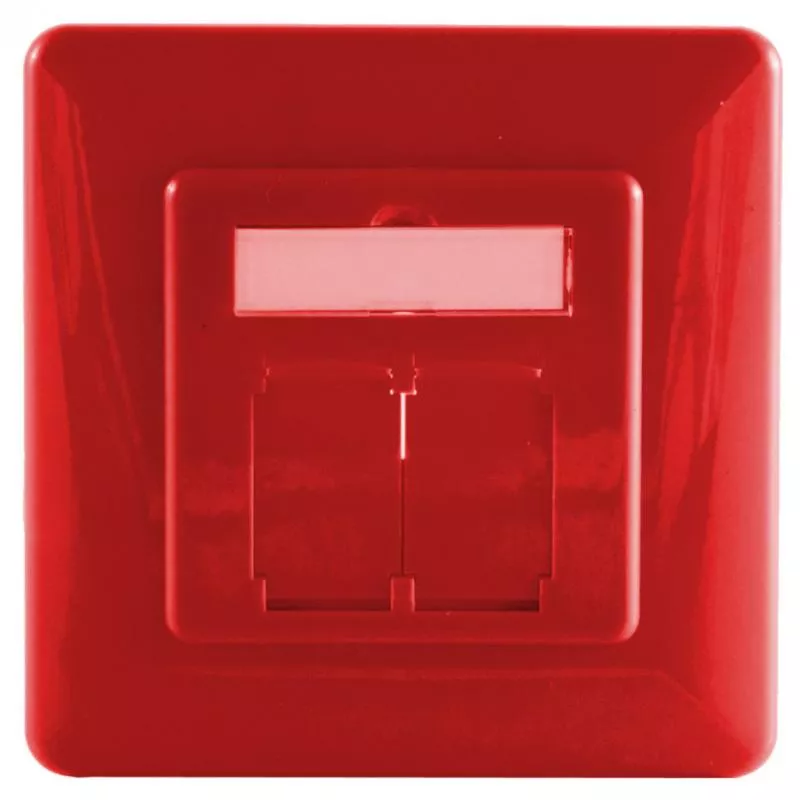 Abdeckrahmen für Netzwerkdosen 80×80 mm, inkl. Zentralstück 50×50 mm, Rot