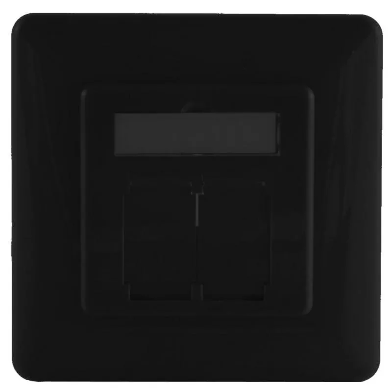 Abdeckrahmen für Netzwerkdosen 80×80 mm, inkl. Zentralstück 50×50 mm, Schwarz