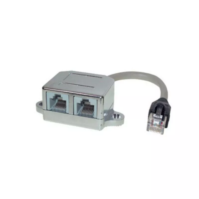 RJ45 Y-Adapter Cat.5e – Ethernet/Ethernet, 2× Buchse, 0,1 m, geschirmt