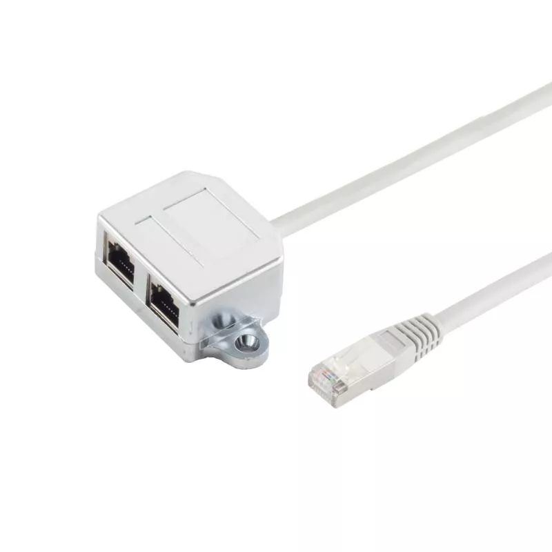 RJ45 Y-Adapter Cat.5e – Telefon/Telefon, 2× Buchse, 0,1 m, geschirmt
