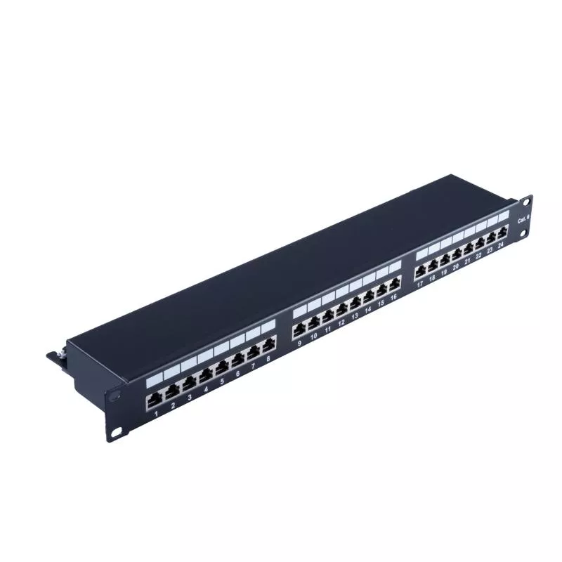 Patchpanel Cat.6 – 24 Port – geschirmt – 19 Zoll – 1 HE – schwarz