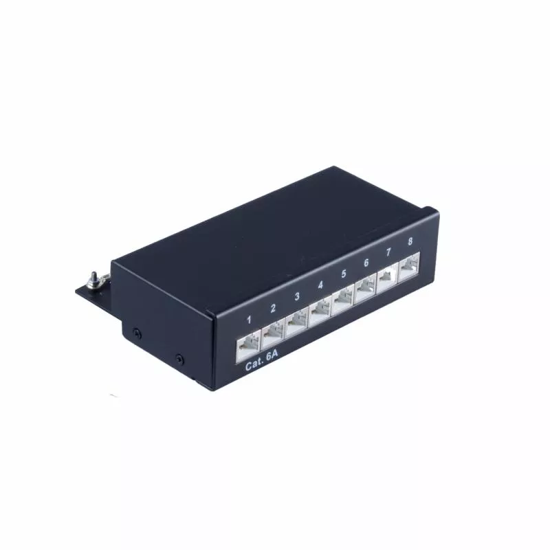 Patchpanel Cat.6A – 8 Port – geschirmt – Desktop/Wandmontage – schwarz