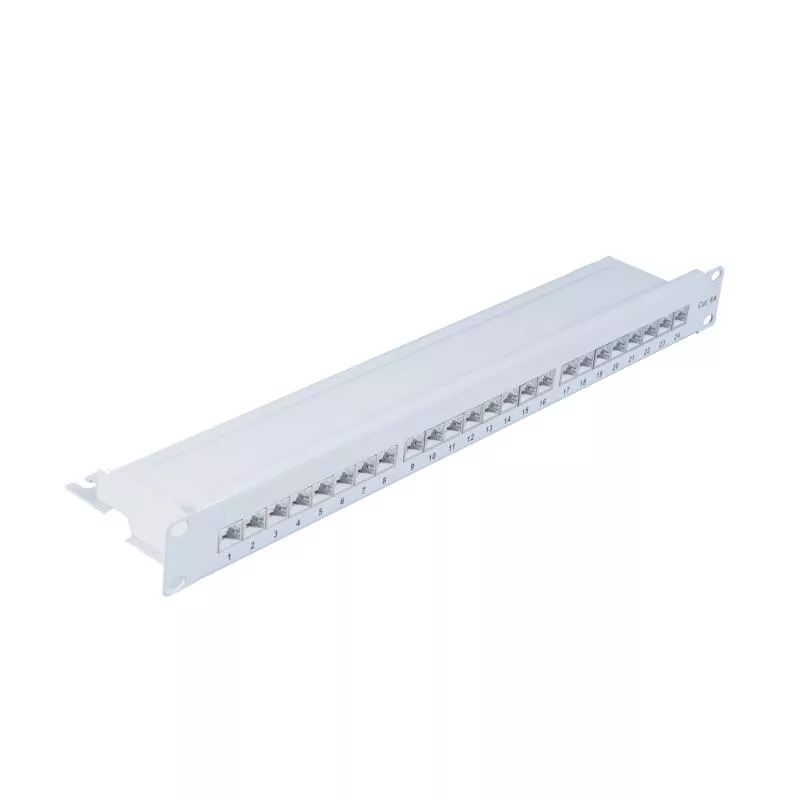 Patchpanel Cat.6A – 24 Port – geschirmt – 19 Zoll – lichtgrau