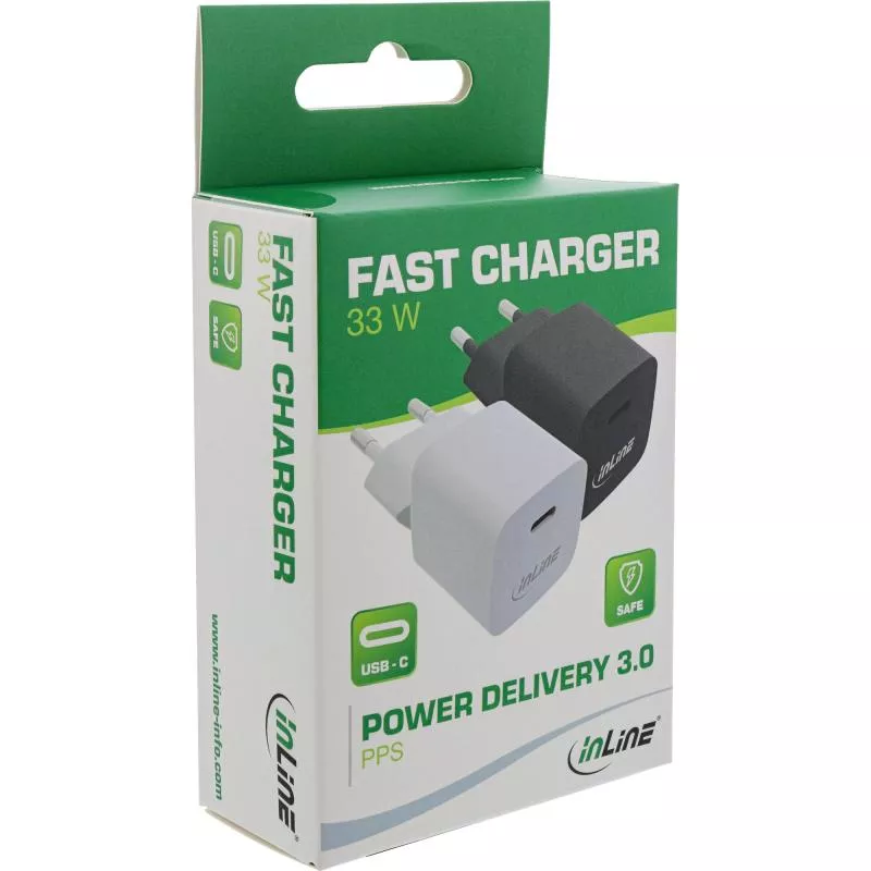 InLine® USB Netzteil Ladegerät Single USB-C, 33W, schwarz InLine® USB Netzteil Ladegerät Single USB-C, 33W, schwarz