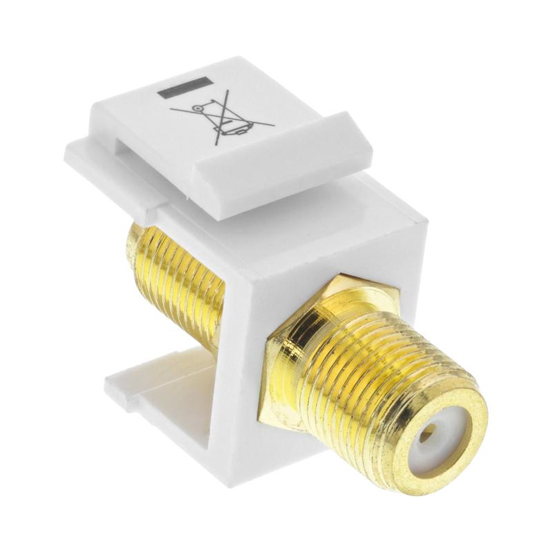 Keystone Einbauadapter Verbindungskupplung für Sat-Kabel 2x F-Buchsen weiß