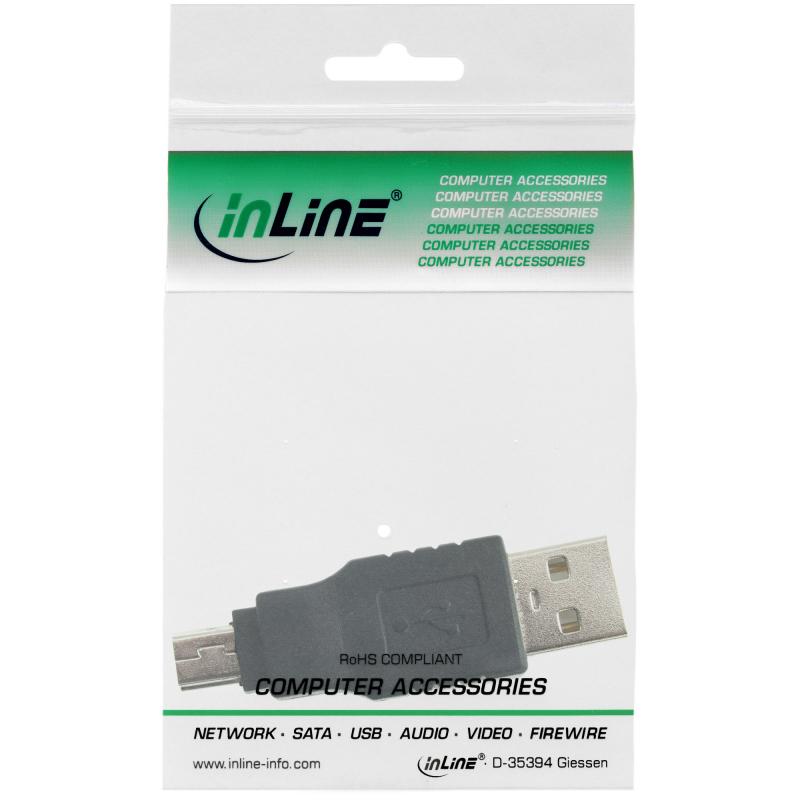 InLine® USB 2.0 Adapter Stecker A auf Mini 5pol Stecker