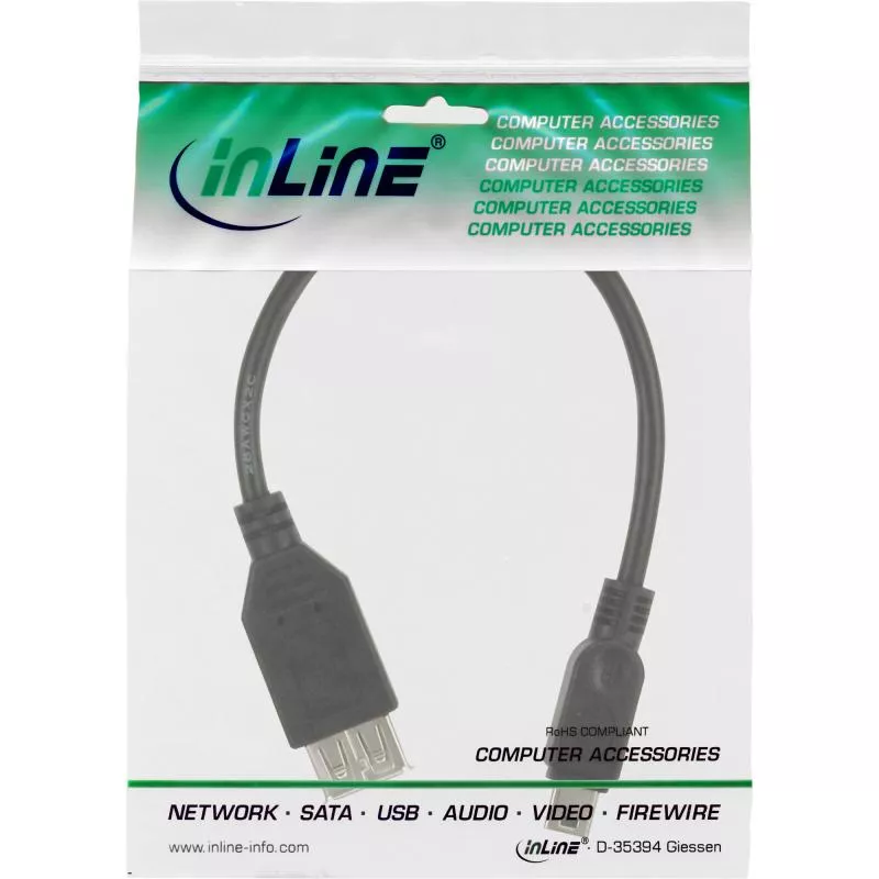 InLine® USB 2.0 Adapterkabel Buchse A auf Mini 5pol Stecker 0,2m