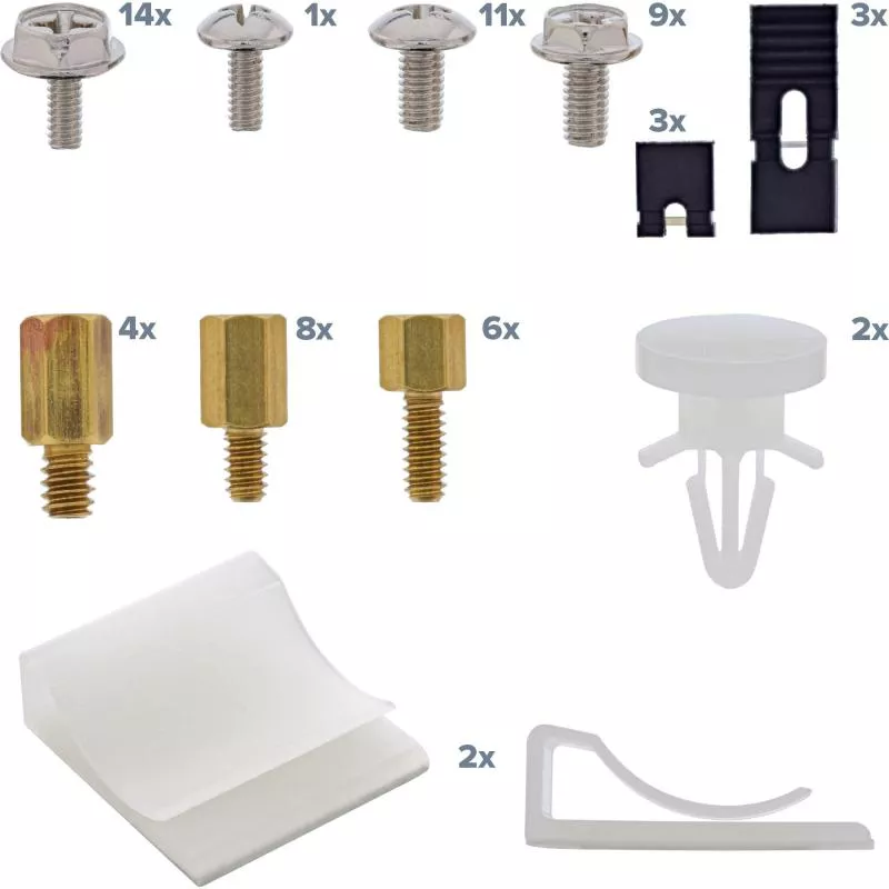 PC-Montageset mit Schrauben, Jumpern und Abstandshaltern