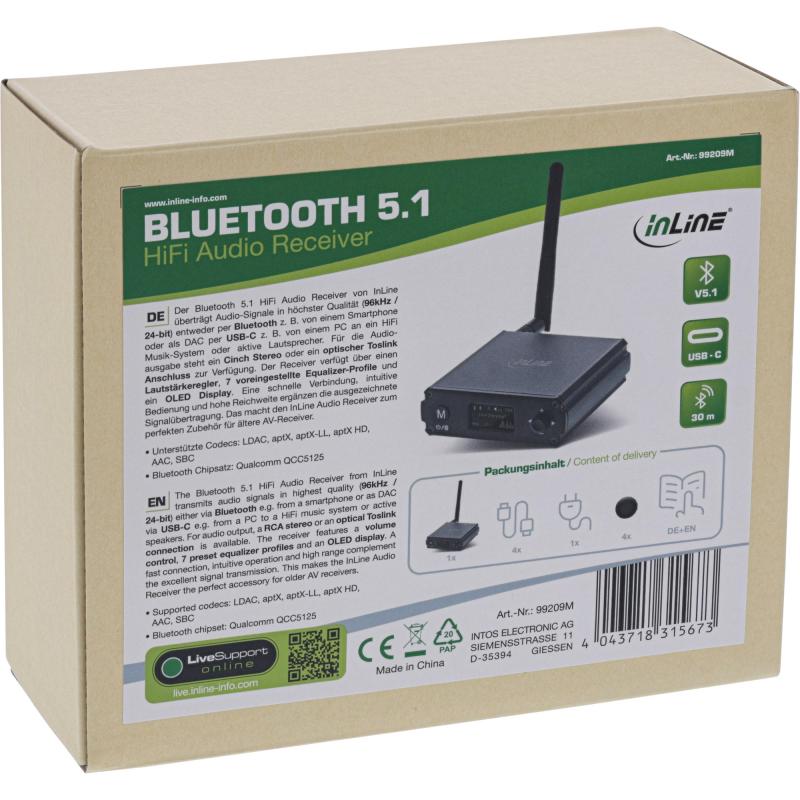 InLine® Bluetooth 5.1 HiFi-Receiver & USB DAC, mit LCD