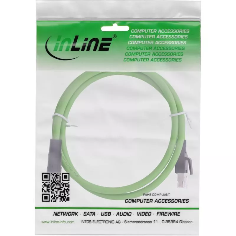 InLine® Industrie Netzwerkkabel, M12 8-pin X-kodiert St. zu RJ45 St., Cat.6A PUR