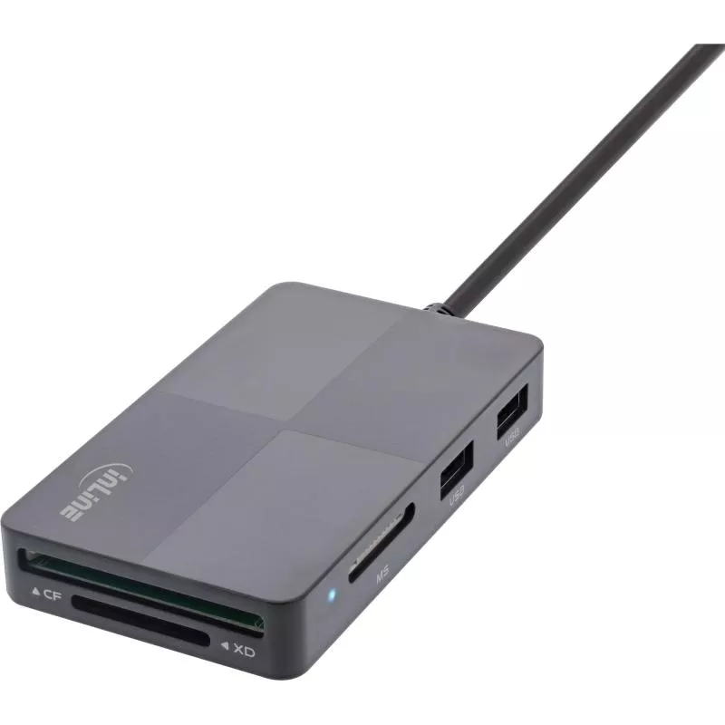 InLine® USB 3.2 Multi Cardreader Hub, SD/TF/MS/XD/CF, 3-Port USB-A, Dual InLine® USB 3.2 Multi Cardreader Hub, SD/TF/MS/XD/CF, 3-Port USB-A, Dual