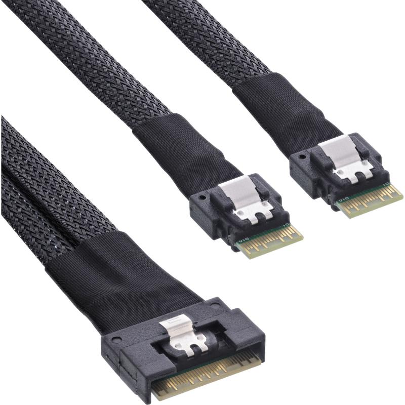 InLine® Slim SAS Kabel, SFF-8654 8i zu 2x SFF-8654 4i