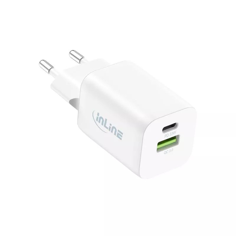 InLine® Power Delivery + Quick Charge USB Netzteil, 33W, USB-A + USB-C, weiß InLine® Power Delivery + Quick Charge USB Netzteil, 33W, USB-A + USB-C, weiß