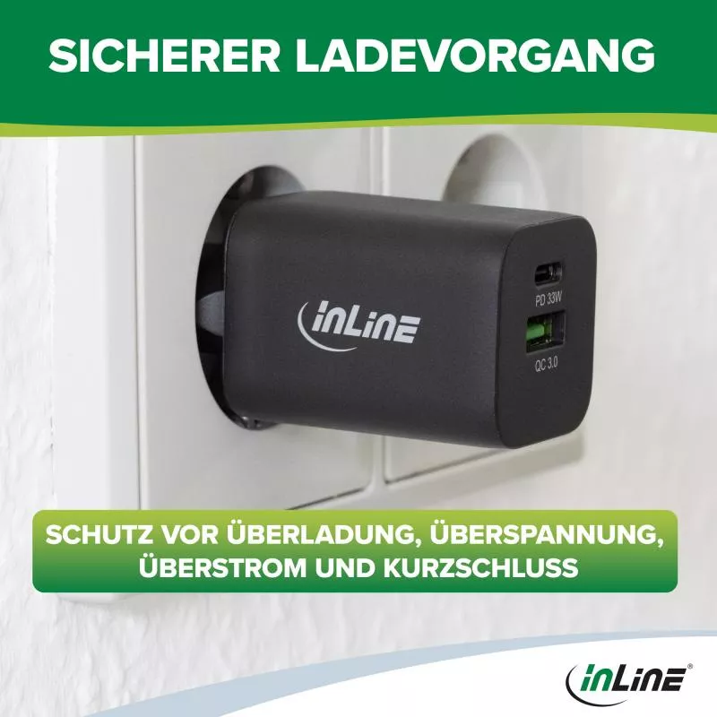 InLine® Power Delivery + Quick Charge USB Netzteil, 33W, USB-A + USB-C, weiß InLine® Power Delivery + Quick Charge USB Netzteil, 33W, USB-A + USB-C, weiß