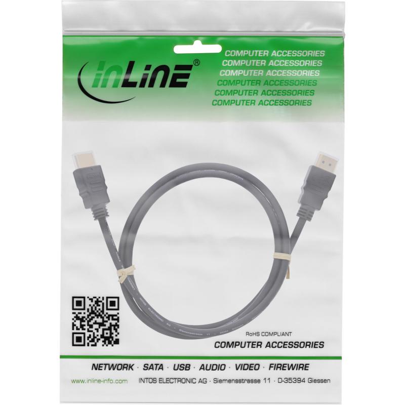 InLine® HDMI 2.0b High Speed Standard Kabel, Ethernet, Stecker Stecker, schwarz