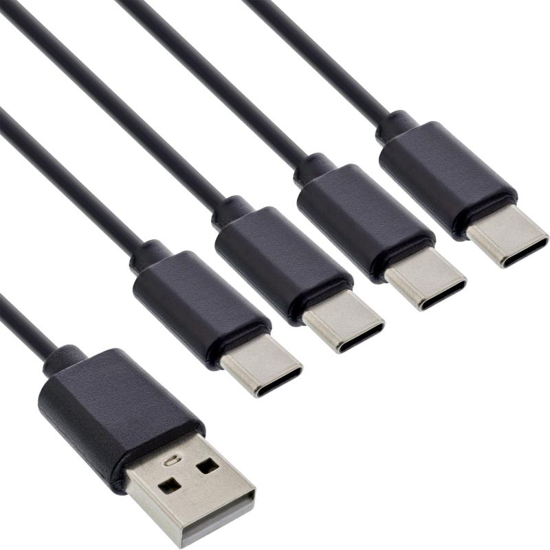 4-in-1 Y-Ladekabel USB-A auf 4x USB-C, max. 25W, schwarz