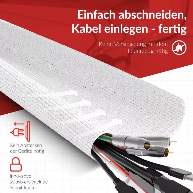 Label-The-Cable Tube, LTC PRO 5120, flexibler Kabelschlauch, 25mm/25m, weiß