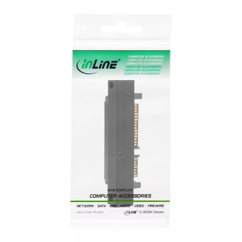 InLine® Adapter SATA Stecker Buchse 22pol. (15+7) aufwärts gewinkelt