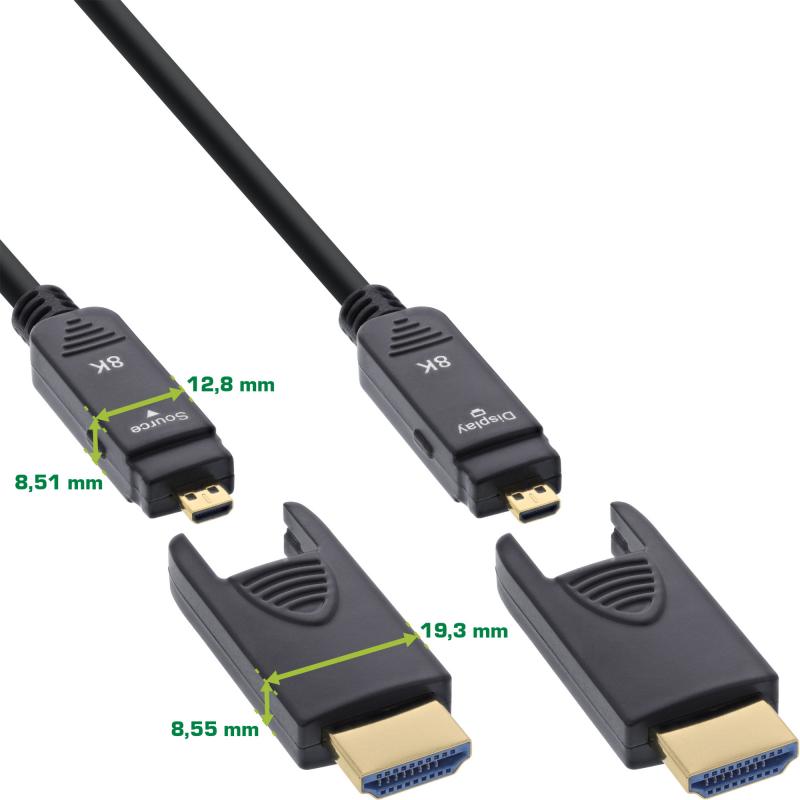 InLine® HDMI AOC Kabel, Ultra High Speed HDMI, 8K4K, Stecker abnehmbar