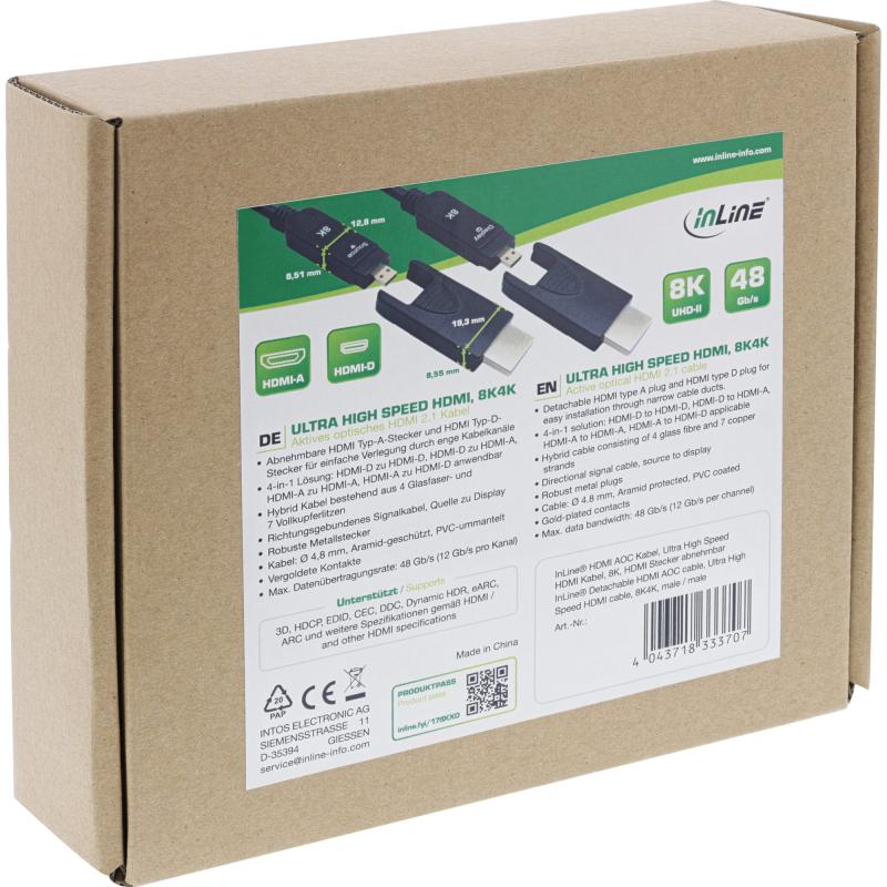 InLine® HDMI AOC Kabel, Ultra High Speed HDMI, 8K4K, Stecker abnehmbar
