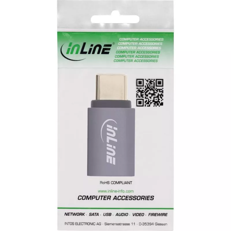 InLine® USB4 Adapter, USB-C Stecker/Buchse, Aluminium, grau