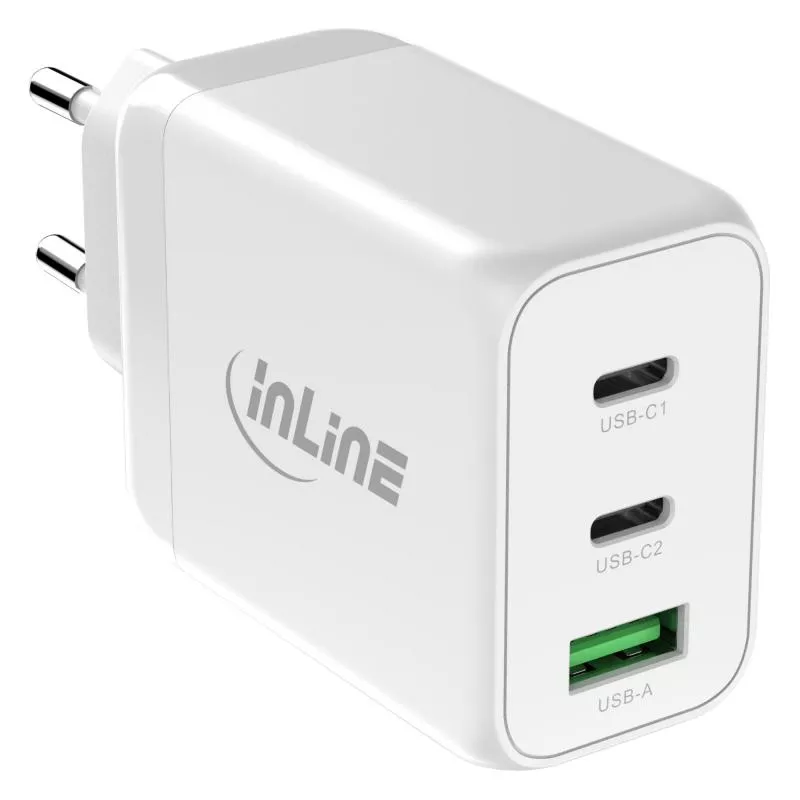 InLine® USB PD Netzteil, GaN Ladegerät, 3-Port, Dual USB-C+USB-A, 65W, weiß InLine® USB PD Netzteil, GaN Ladegerät, 3-Port, Dual USB-C+USB-A, 65W, weiß