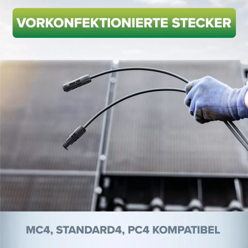 Solarkabel Verlängerung 6 mm² (2×7,5 m, Schwarz/Rot)