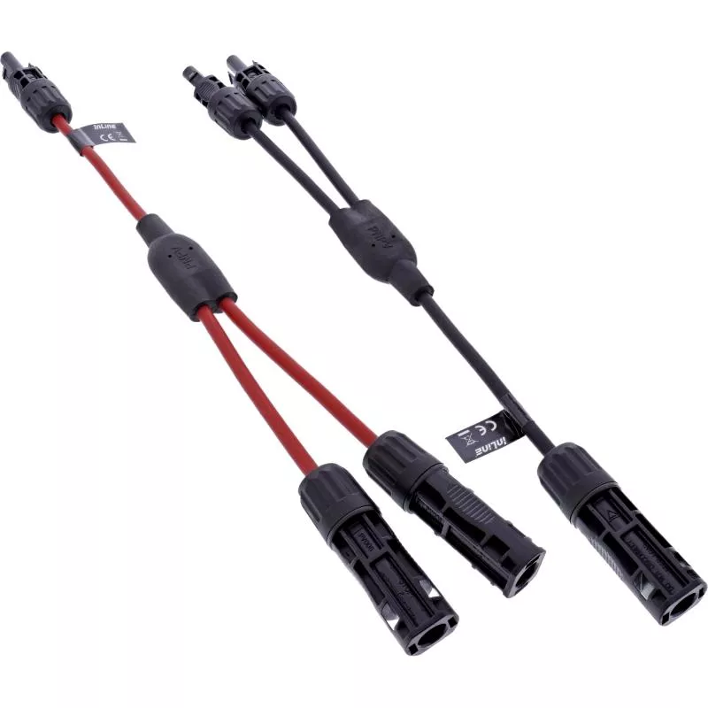 Solarkabel Y-Verteiler 2-fach Set (2×0,36 m, Schwarz/Rot, 4 mm²) Solarkabel Y-Verteiler 2-fach Set (2×0,36 m, Schwarz/Rot, 4 mm²)