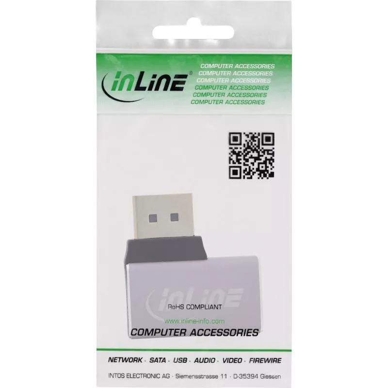 DisplayPort 1.4 Adapter – Stecker auf Buchse, 90° rechts, 8K UHD DisplayPort 1.4 Adapter – Stecker auf Buchse, 90° rechts, 8K UHD