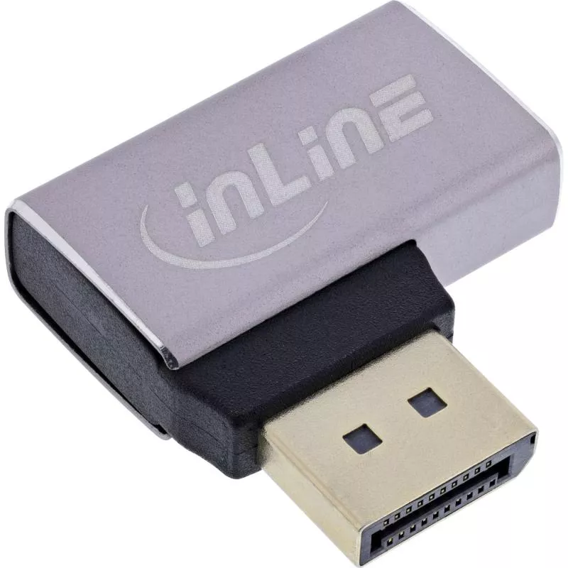DisplayPort 1.4 Adapter – Stecker auf Buchse, 90° links, 8K UHD