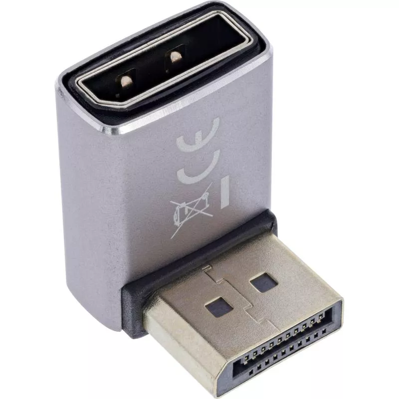 DisplayPort 1.4 Adapter – Stecker auf Buchse, 90° unten, 8K UHD