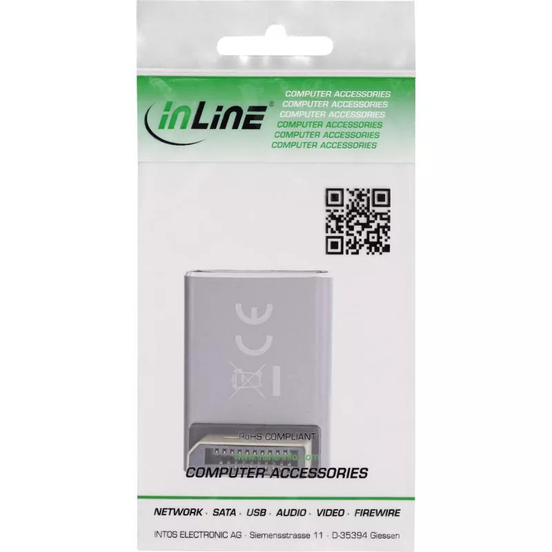 DisplayPort 1.4 Adapter – Stecker auf Buchse, 90° unten, 8K UHD