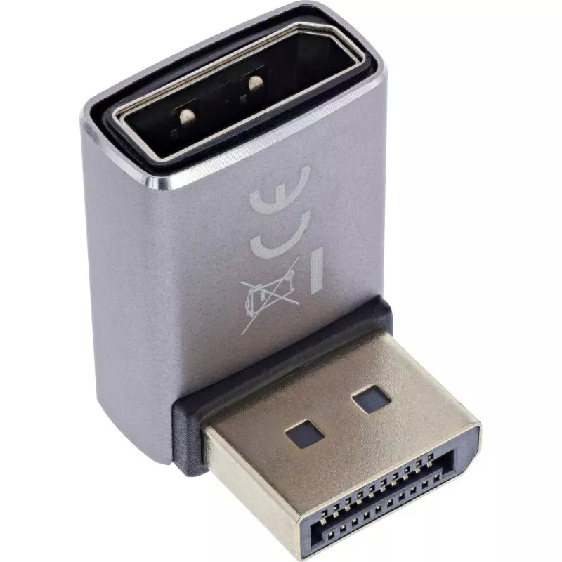 DisplayPort 1.4 Adapter – Stecker auf Buchse, 90° oben, 8K UHD