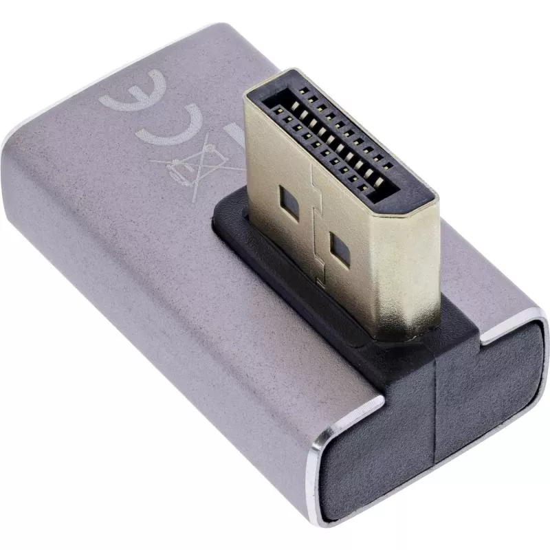 DisplayPort 1.4 Adapter – Stecker auf Buchse, 90° vertikal rechts, 8K UHD