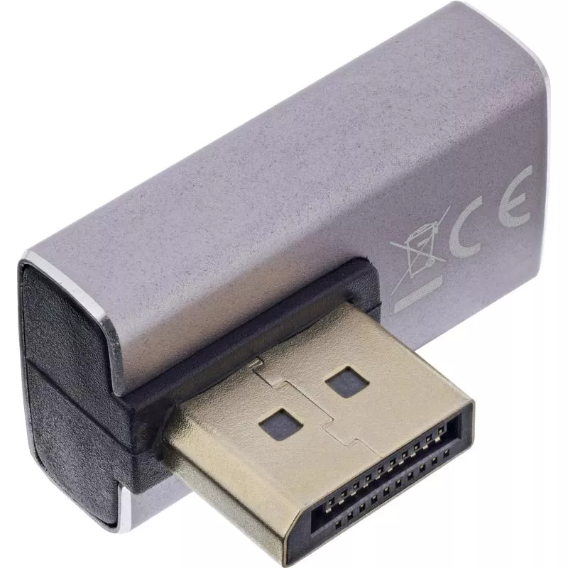 DisplayPort 1.4 Adapter – Stecker auf Buchse, 90° vertikal rechts, 8K UHD