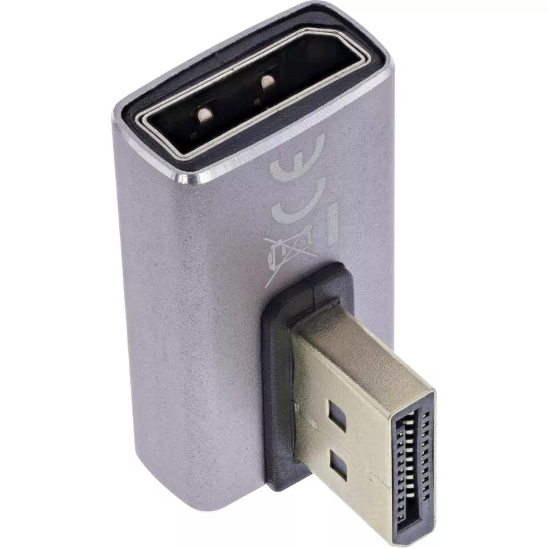 DisplayPort 1.4 Adapter – Stecker auf Buchse, 90° vertikal rechts, 8K UHD
