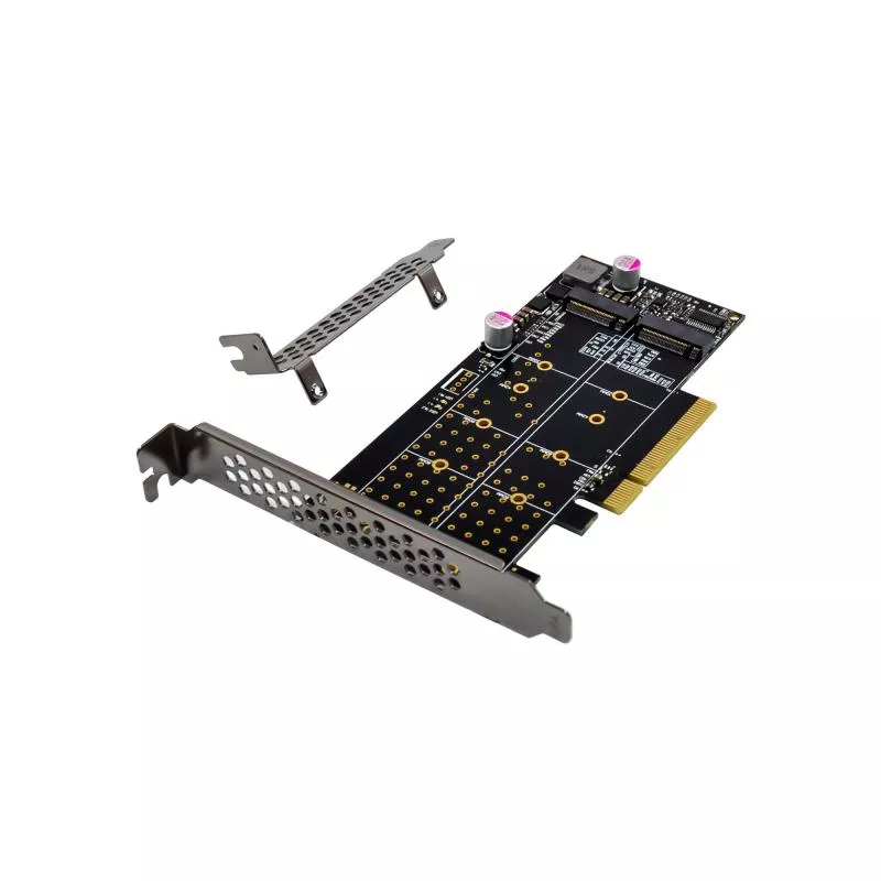 PCIe Karte x8 zu 2x NVMe M.2 (Key M) – Bifurcation-fähig