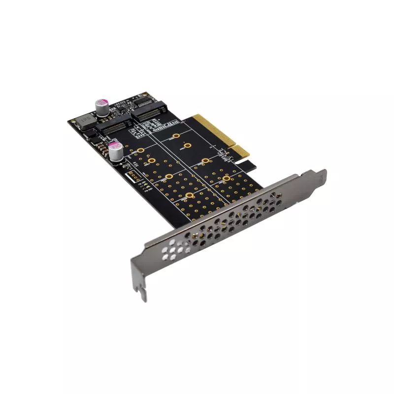 PCIe Karte x8 zu 2x NVMe M.2 (Key M) – Bifurcation-fähig