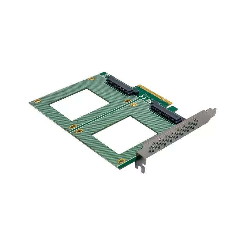 PCIe Karte zu 2x intern U.2 NVMe SFF-8639 – Bifurcation, PCIe x8, breit