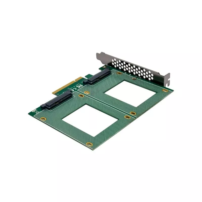 PCIe Karte zu 2x intern U.2 NVMe SFF-8639 – Bifurcation, PCIe x8, breit