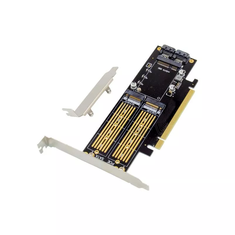 PCIe Karte x16 zu 2x M.2, 1x mSATA
