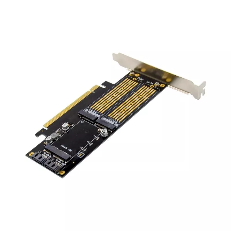 PCIe Karte x16 zu 2x M.2, 1x mSATA
