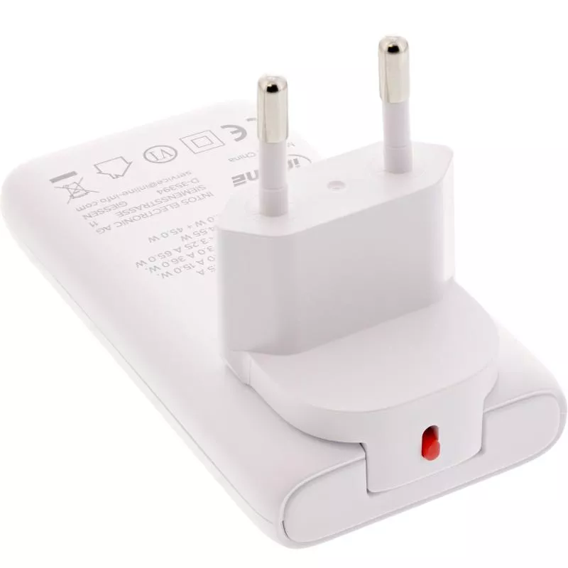 USB-C Ladegerät 65 W, flach, Dual Port, PD/PPS, weiß, mit Reiseadaptern USB-C Ladegerät 65 W, flach, Dual Port, PD/PPS, weiß, mit Reiseadaptern