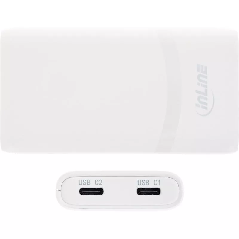 USB-C Ladegerät 65 W, flach, Dual Port, PD/PPS, weiß, mit Reiseadaptern USB-C Ladegerät 65 W, flach, Dual Port, PD/PPS, weiß, mit Reiseadaptern