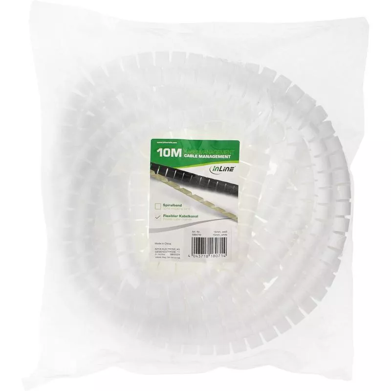 Flexibler Kabelschlauch / Kabelkanal – 10 m – 10 mm – weiß – mit Einzugshilfe Flexibler Kabelschlauch / Kabelkanal – 10 m – 10 mm – weiß – mit Einzugshilfe