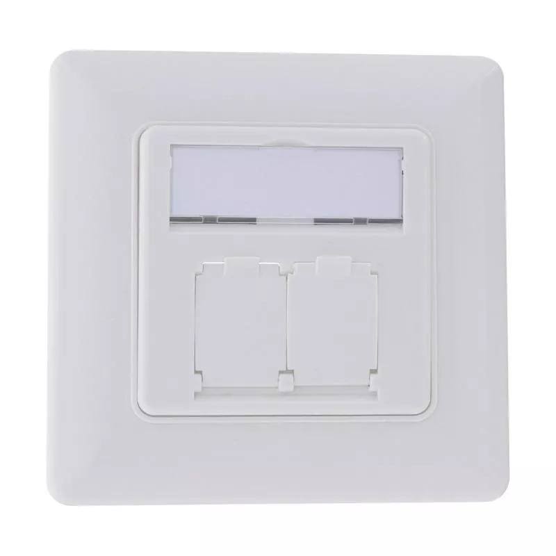 Rahmenset für 2x RJ45, schmale Bauform 32 mm, Keystone SNAP-In, UP, weiß Rahmenset für 2x RJ45, schmale Bauform 32 mm, Keystone SNAP-In, UP, weiß