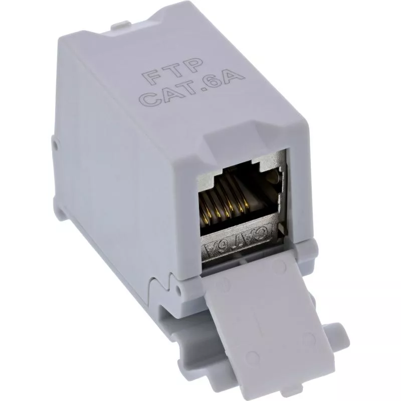 Cat.6A RJ45 Doppelkupplung für Hutschiene – 10G-tauglich, geschirmt Cat.6A RJ45 Doppelkupplung für Hutschiene – 10G-tauglich, geschirmt