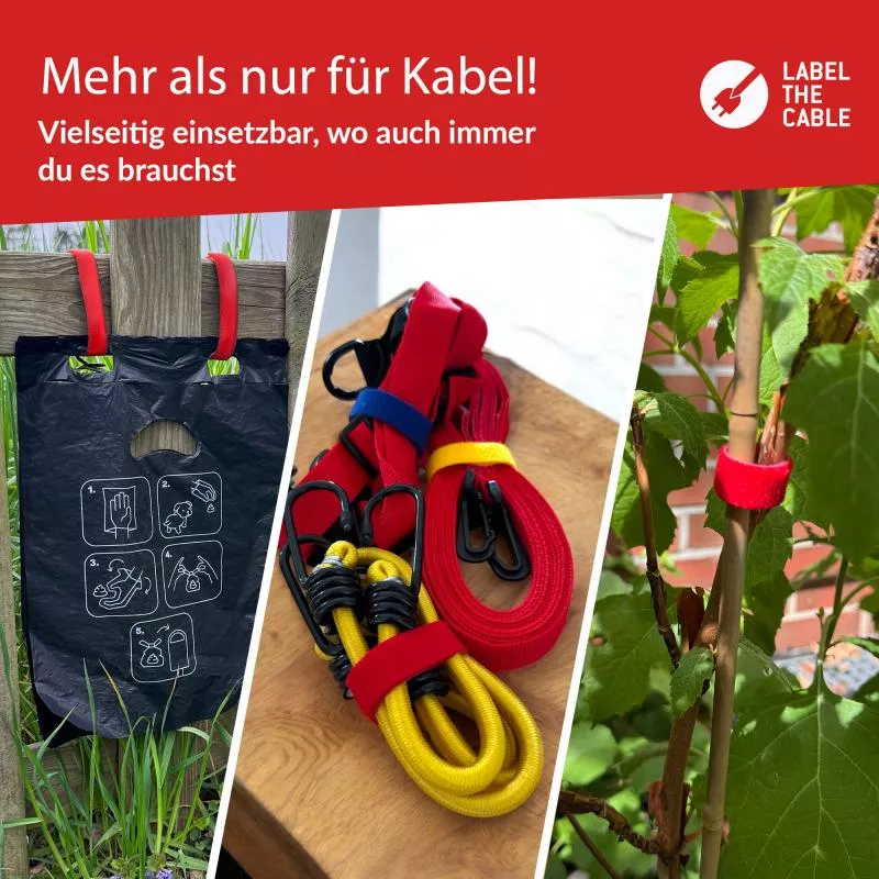 Label-The-Cable LTC PRO Roll Strap, doppelseitige Klettbandrolle, 25m, rot