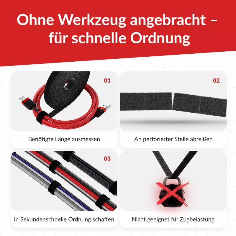 Label-The-Cable LTC RIP STRAP, Klettbandrolle abreißbar, schwarz, 3m